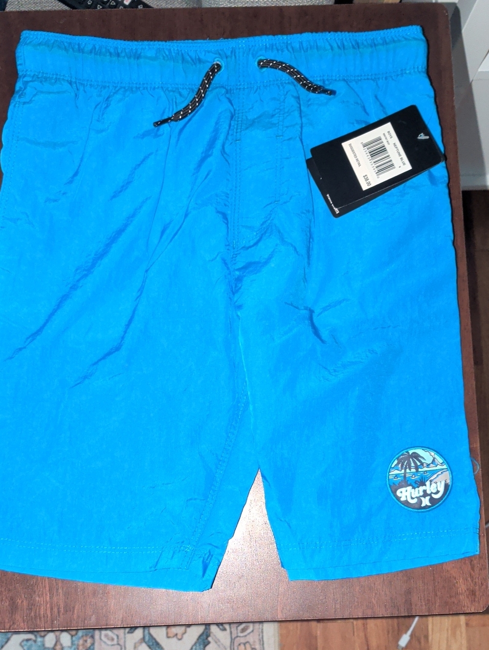 Hurley Boy's Bright Blue Board Shorts with Black Drawstring